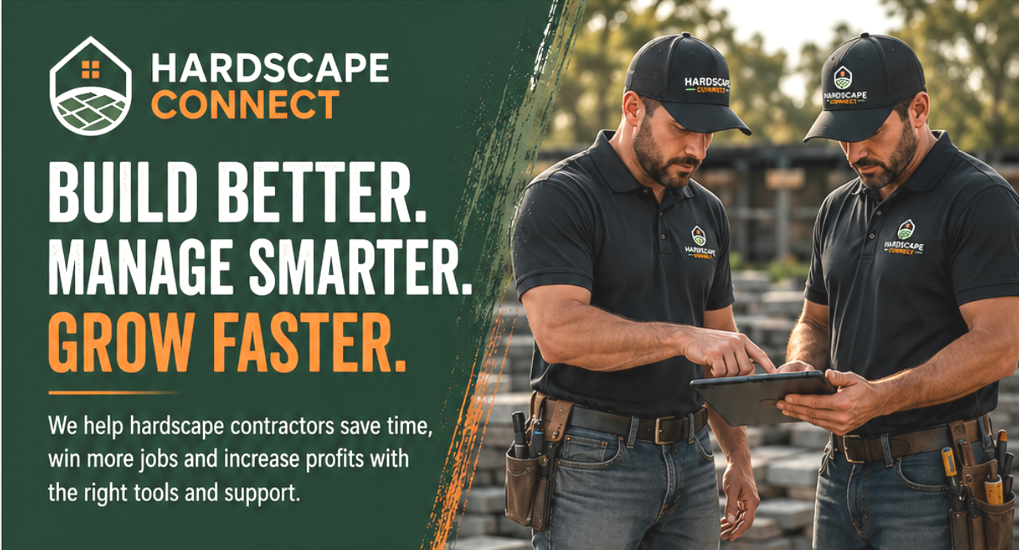 Hardscape contractors working on an outdoor project