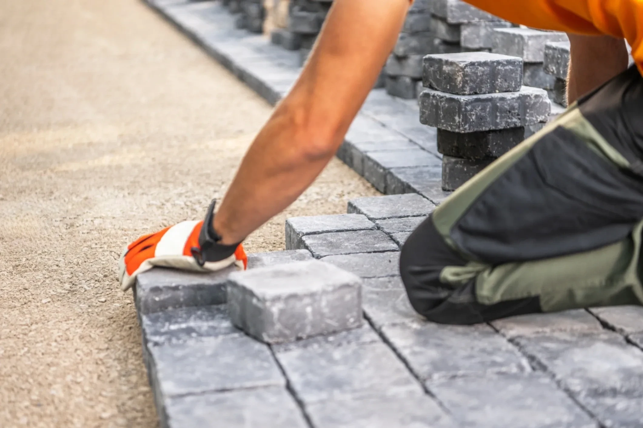 Brick paver walkway garden